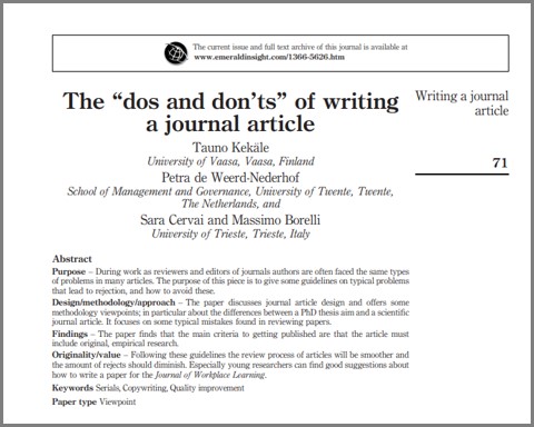 <B>4. The “dos and don'ts” of writing a journal article</b>