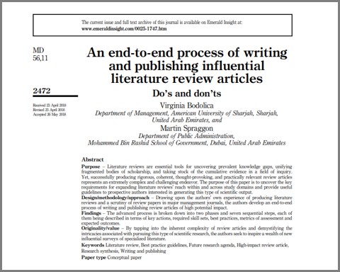 <B>5. An end-to-end process of writing and publishing influential literature review articles: Do’s and don’ts</b>